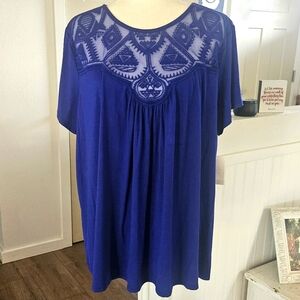 NWT's - MOA MOA - Royal Blue Lacy Bodice Top - Size 2X